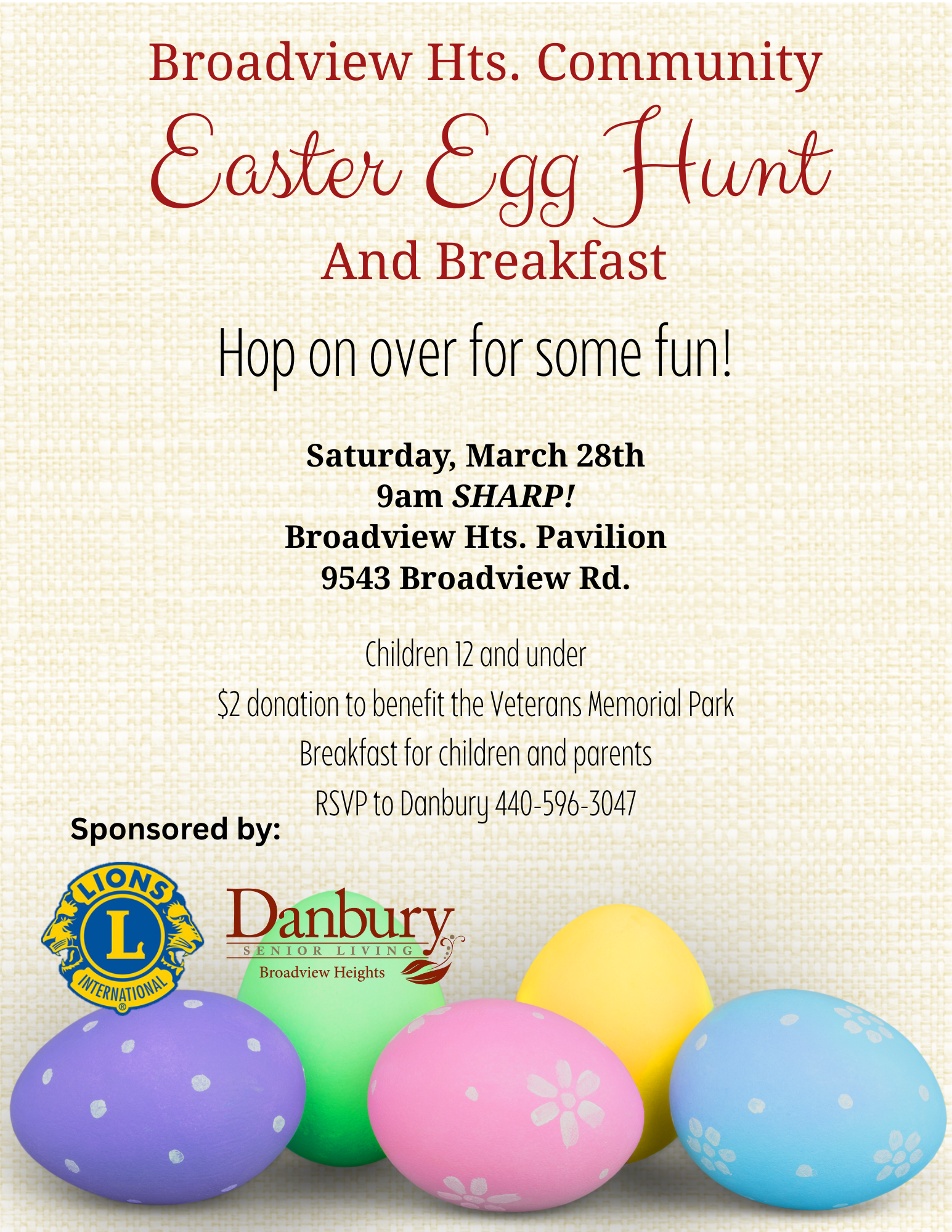 Easter Egg Hunt flyer with easter eggs